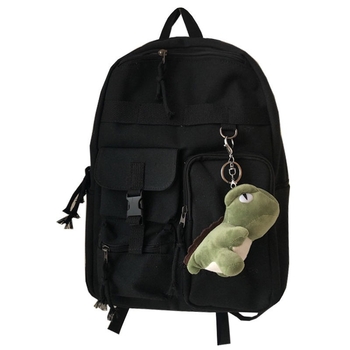 Rucsac unisex în stil stradal Hong Kong, inspirat Harajuku, culoare solidă, din pânză ușor și rezistent la apă, pentru școală