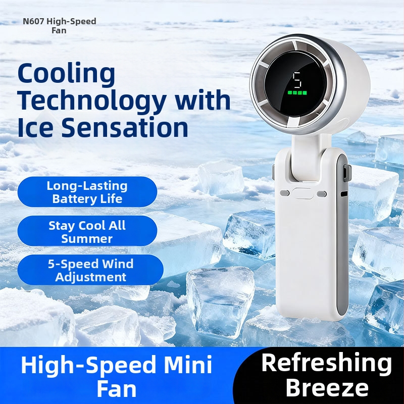 Ventilator de mână USB reîncărcabil, ventilator de birou compact cu autonomie lungă a bateriei, mini portabil turbina N607