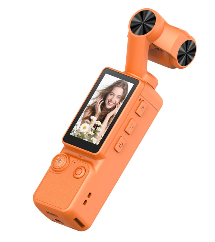 A30 cameră de acțiune cu două camere, gimbal manual, dimensiune de buzunar, stabilizare HD