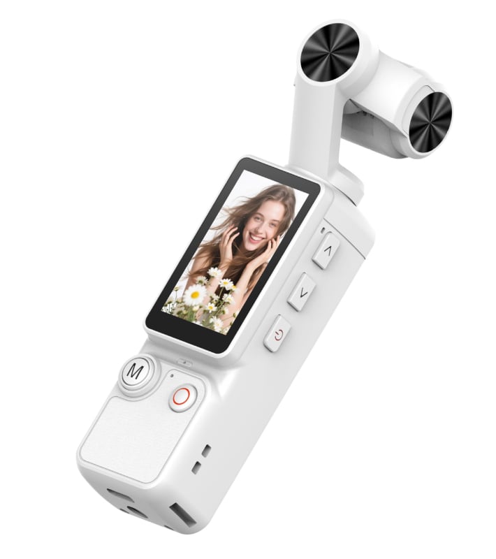A30 cameră de acțiune cu două camere, gimbal manual, dimensiune de buzunar, stabilizare HD
