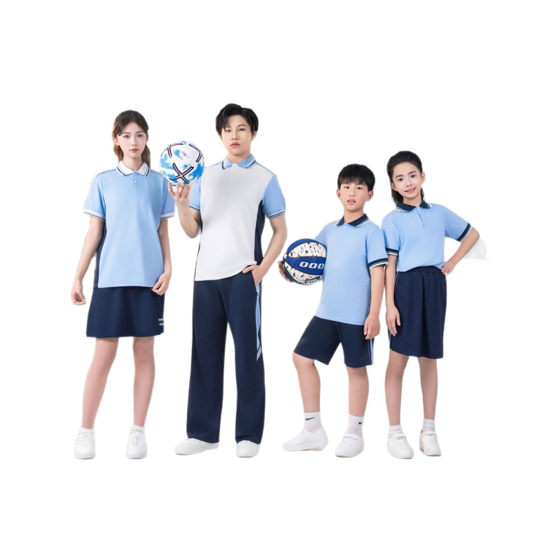 Litai uniformă școlară – set unisex tricou cu mânecă scurtă și pantaloni scurți, pentru gimnaziu, toate anotimpurile