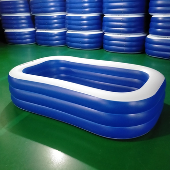 Piscină gonflabilă pentru copii, pentru uz casnic, cu zonă de mingi și design pătrat albastru-alb pentru exterior