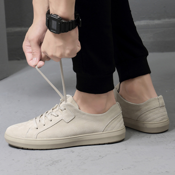 Adidași pentru bărbați cu talpă plată, stil retro, versatili pentru sport și casual, din piele nubuc