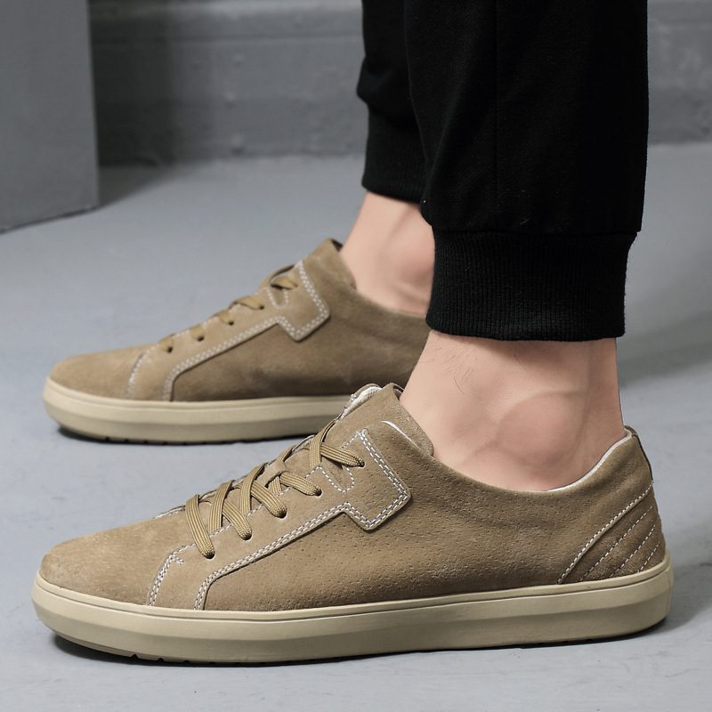 Adidași pentru bărbați cu talpă plată, stil retro, versatili pentru sport și casual, din piele nubuc