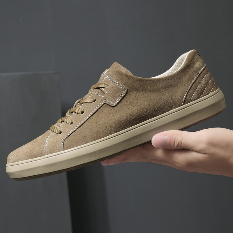 Adidași pentru bărbați cu talpă plată, stil retro, versatili pentru sport și casual, din piele nubuc
