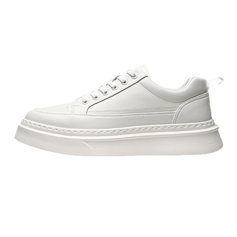 Pantofi sport albi pentru bărbați, respirabili, sneakers casual cu talpă groasă și șireturi
