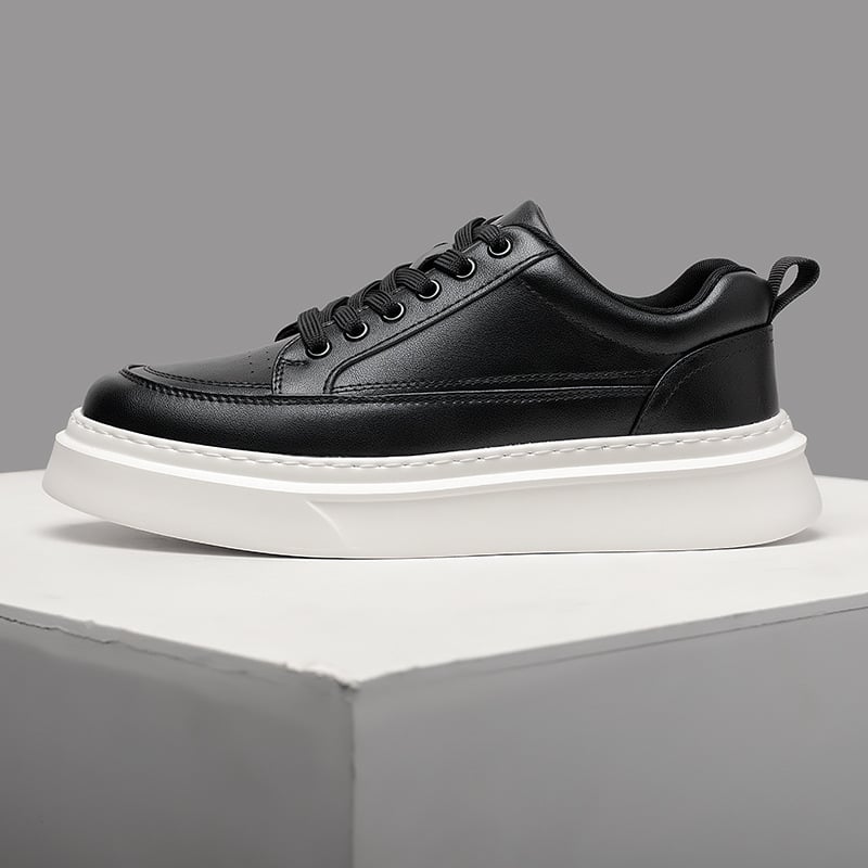 Pantofi sport albi pentru bărbați, respirabili, sneakers casual cu talpă groasă și șireturi