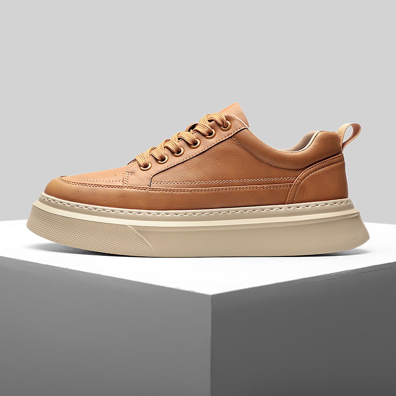 Pantofi sport albi pentru bărbați, respirabili, sneakers casual cu talpă groasă și șireturi