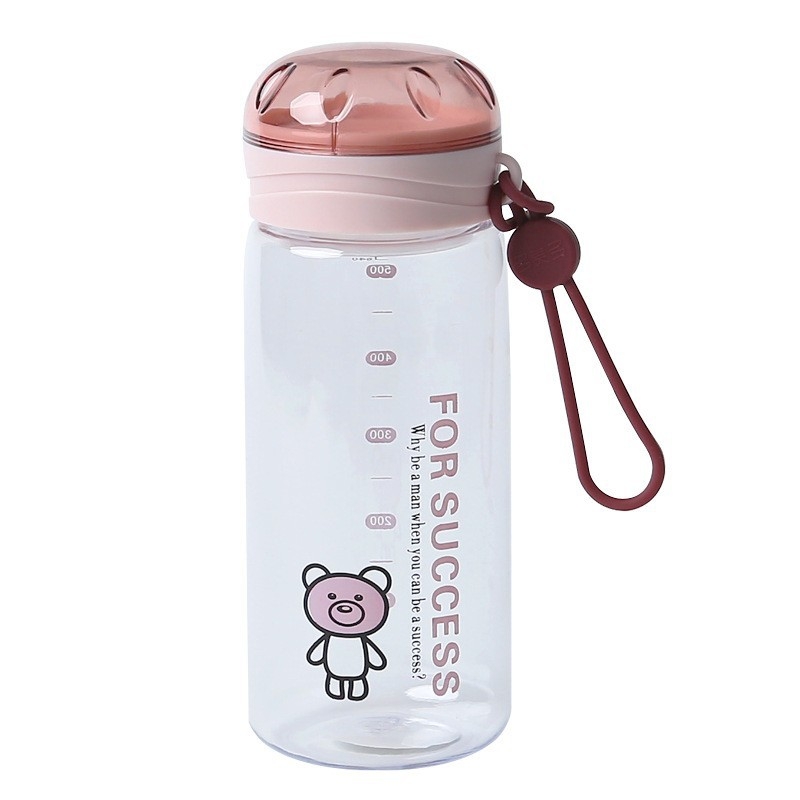Sticlă de apă cu design desen animat, cu șnur de purtare, scară de măsură, filtru din plasă, recipient din plastic, pentru elevi, bidon sport, rezistentă la căldură și cădere.
