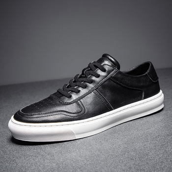 Adidași bărbați 2026 – nou stil, pantofi sport casual uni din piele, respirabili pentru toate anotimpurile, talpă groasă, negru