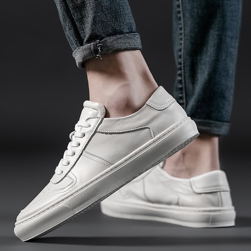 Adidași bărbați 2026 – nou stil, pantofi sport casual uni din piele, respirabili pentru toate anotimpurile, talpă groasă, negru