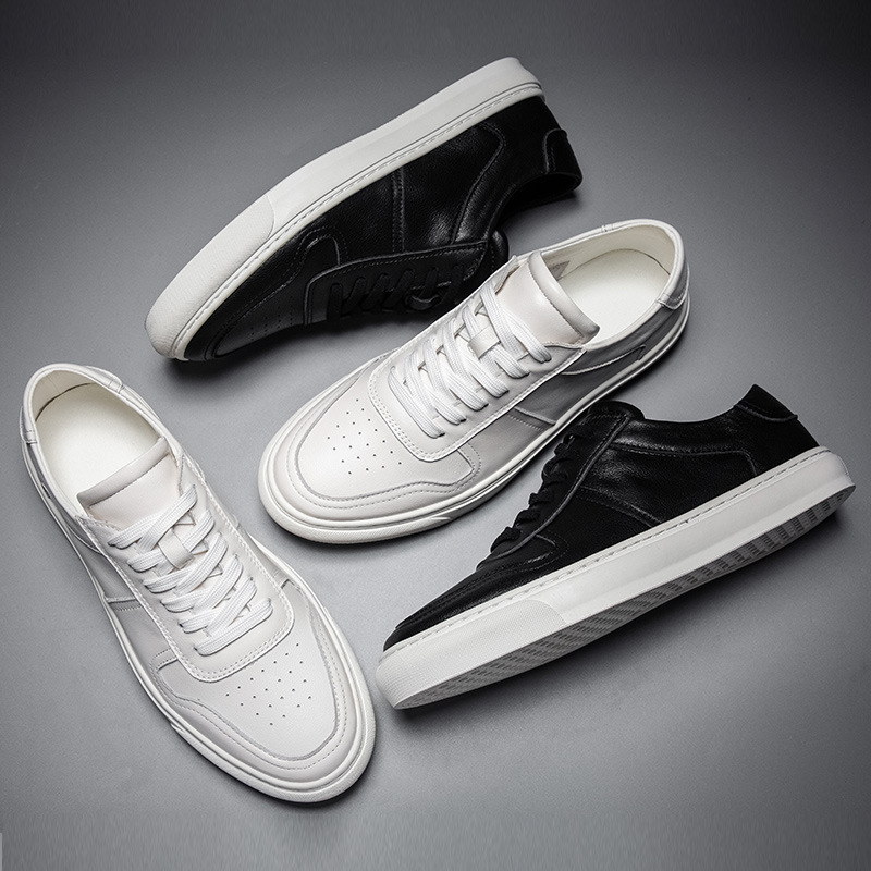 Adidași bărbați 2026 – nou stil, pantofi sport casual uni din piele, respirabili pentru toate anotimpurile, talpă groasă, negru