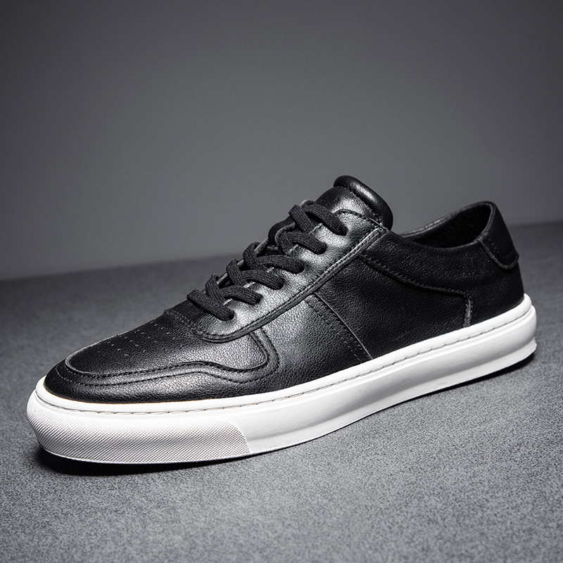 Adidași bărbați 2026 – nou stil, pantofi sport casual uni din piele, respirabili pentru toate anotimpurile, talpă groasă, negru