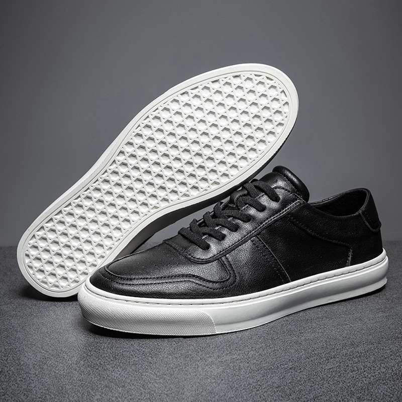 Adidași bărbați 2026 – nou stil, pantofi sport casual uni din piele, respirabili pentru toate anotimpurile, talpă groasă, negru