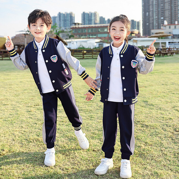 Set de uniformă școlară pentru copii, în stil britanic, toamnă, jachetă baseball, trei piese