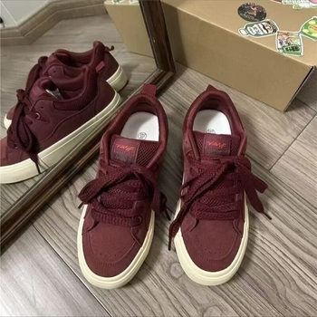Pantofi sport pentru bărbați bordo, din pânză, cu talpă joasă, casual
