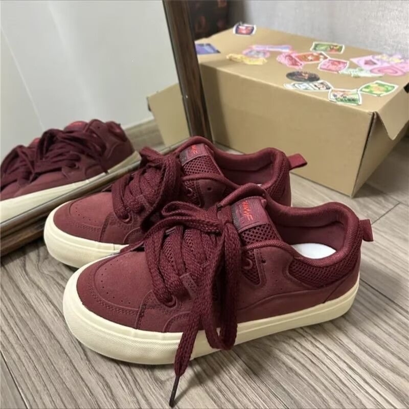 Pantofi sport pentru bărbați bordo, din pânză, cu talpă joasă, casual