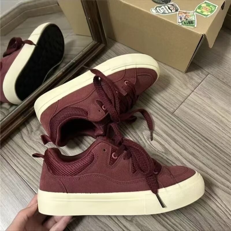 Pantofi sport pentru bărbați bordo, din pânză, cu talpă joasă, casual