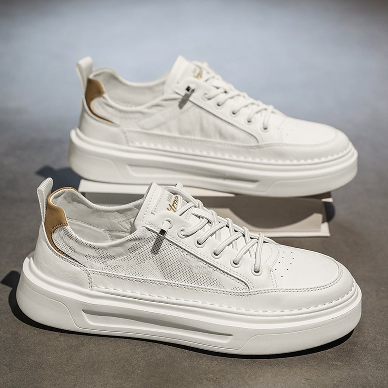 Sneakers bărbați din pânză 2026 – subțiri, respirabile, pantofi casual albi cu creștere înălțime ascunsă