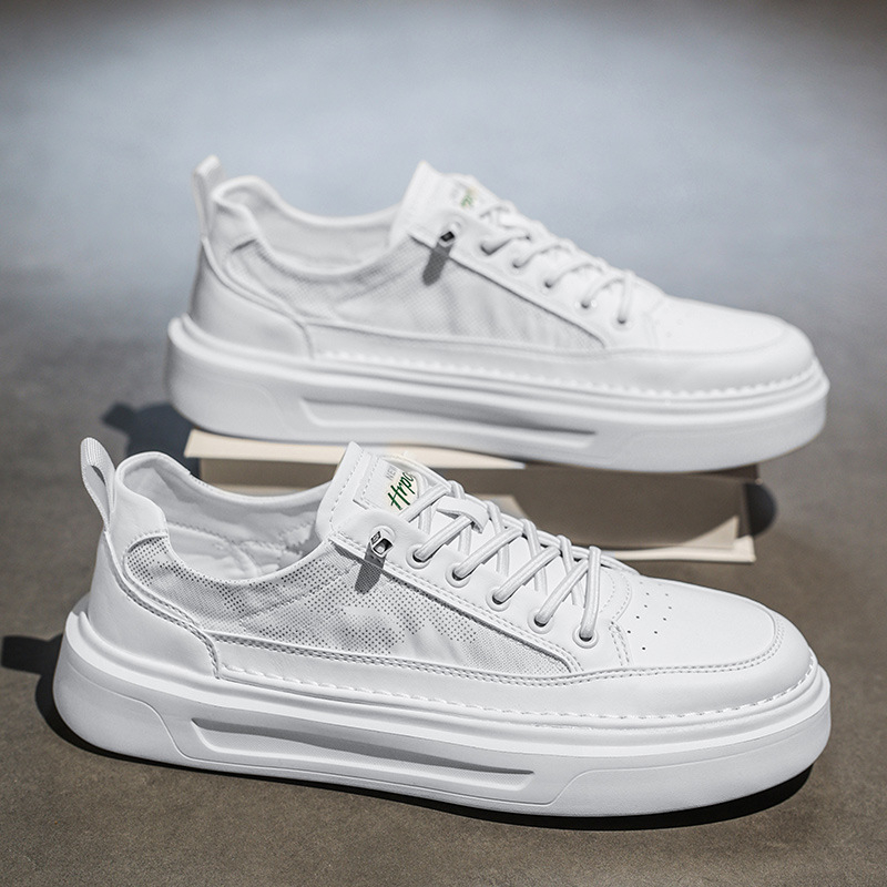 Sneakers bărbați din pânză 2026 – subțiri, respirabile, pantofi casual albi cu creștere înălțime ascunsă