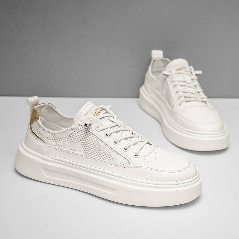 Sneakers bărbați din pânză 2026 – subțiri, respirabile, pantofi casual albi cu creștere înălțime ascunsă