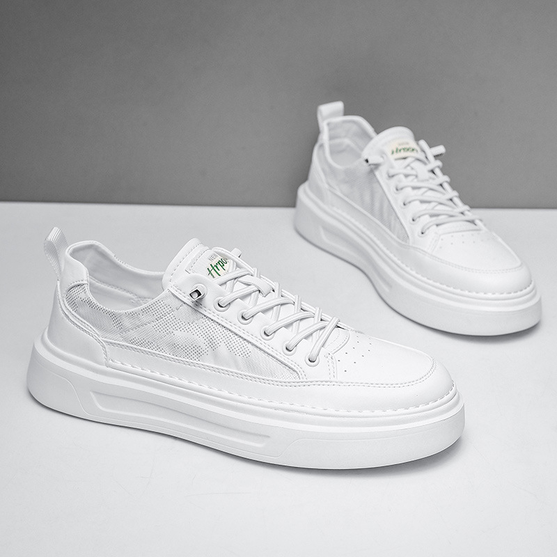 Sneakers bărbați din pânză 2026 – subțiri, respirabile, pantofi casual albi cu creștere înălțime ascunsă
