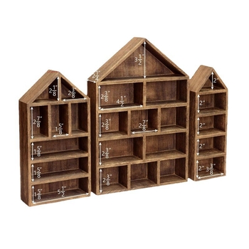 Suport de afișare pentru figurine, montat pe perete, din lemn, cu cinci etaje – design minimalist