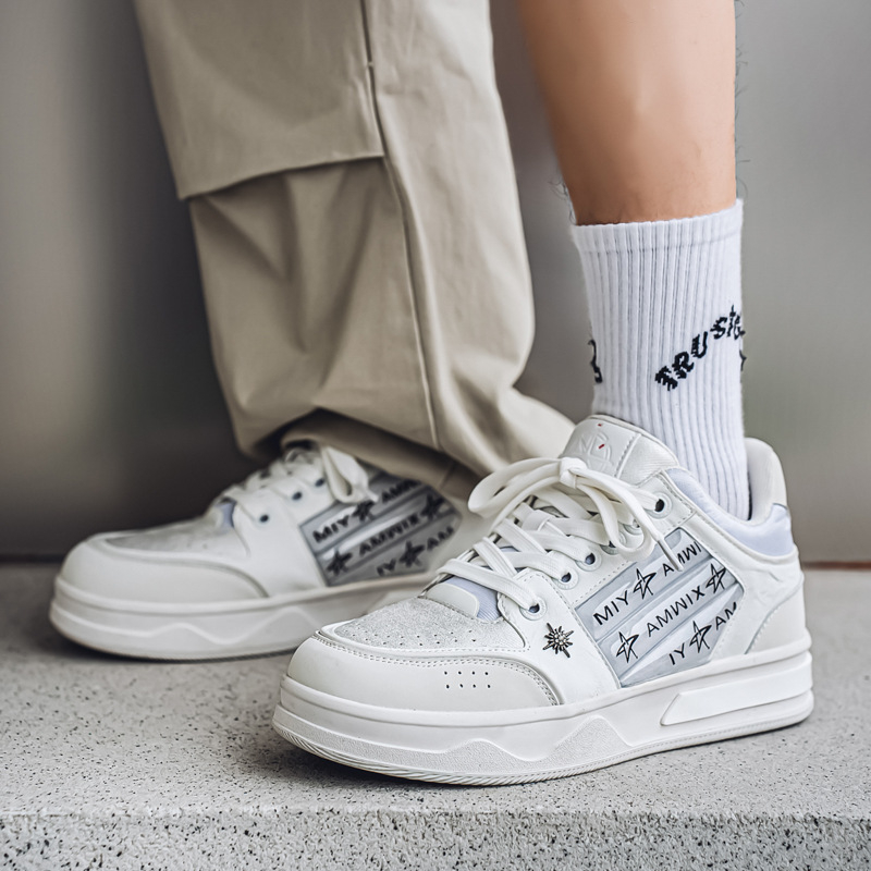 Adidași sport negri pentru bărbați, talpă groasă și talpă cu creștere a înălțimii, inspirat de pantofi de barcă, model cu stele, încălțăminte casual sport