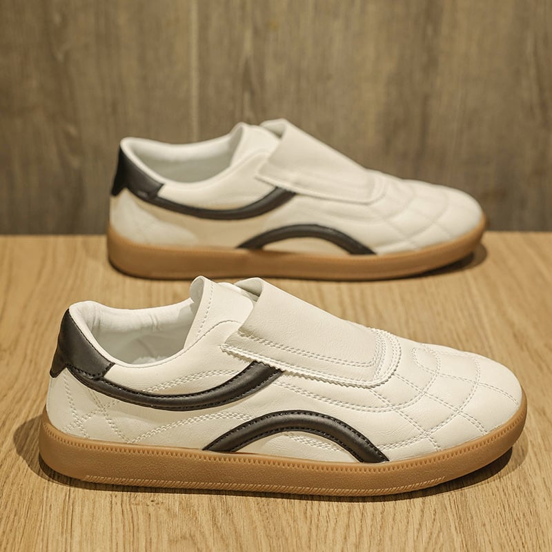 Pantofi casual unisex de vară 2025, loaferi slip-on cu partea superioară din PU și talpă din cauciuc