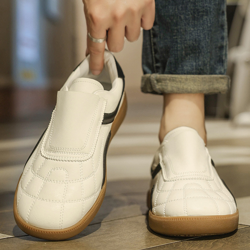Pantofi casual unisex de vară 2025, loaferi slip-on cu partea superioară din PU și talpă din cauciuc