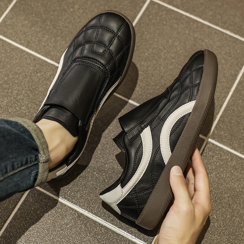 Pantofi casual unisex de vară 2025, loaferi slip-on cu partea superioară din PU și talpă din cauciuc