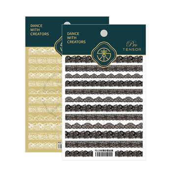 Autocolante 5D pentru unghii Pro, mat, translucid, reliefate, dantelă albă de tul TS297