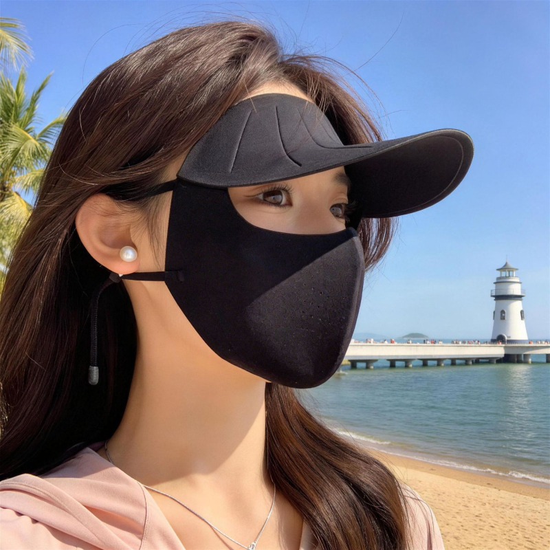 Novi stil maske za zaštitu od sunca za žene, zaštita UV za cijelo lice, maska od ice silk, ljetni facekini s integriranim šeširom