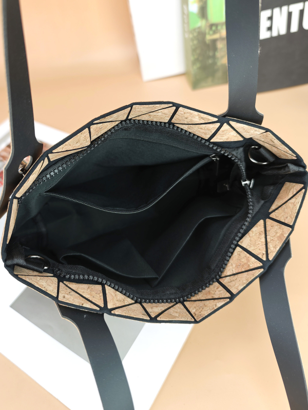 Geantă tote din plută, design romb geometric, stil japonez și coreean, geantă de umăr pentru femei și crossbody