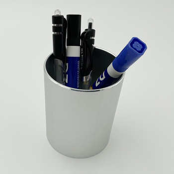 Suport circular pentru pixuri din aliaj de aluminiu, recipient metalic pentru depozitare cosmetice, organizator de birou personalizabil