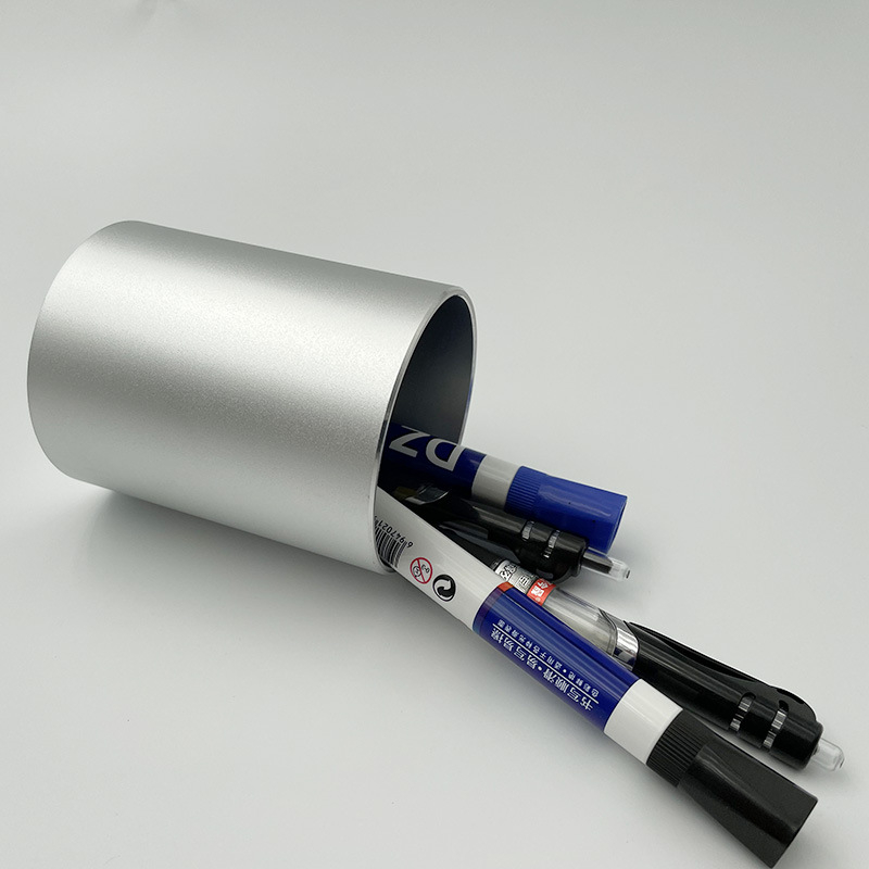 Suport circular pentru pixuri din aliaj de aluminiu, recipient metalic pentru depozitare cosmetice, organizator de birou personalizabil