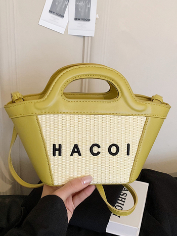 Geantă damă împletită 2026 cu design personalizat cu literă, geantă crossbody cu o singură curea, stil coreean coș