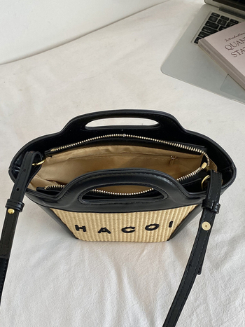 Geantă damă împletită 2026 cu design personalizat cu literă, geantă crossbody cu o singură curea, stil coreean coș