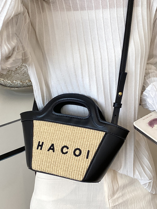 Geantă damă împletită 2026 cu design personalizat cu literă, geantă crossbody cu o singură curea, stil coreean coș