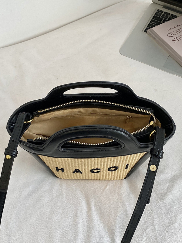 Geantă damă împletită 2026 cu design personalizat cu literă, geantă crossbody cu o singură curea, stil coreean coș