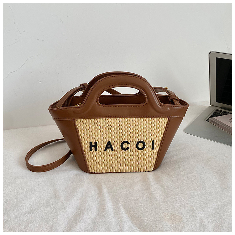 Geantă damă împletită 2026 cu design personalizat cu literă, geantă crossbody cu o singură curea, stil coreean coș