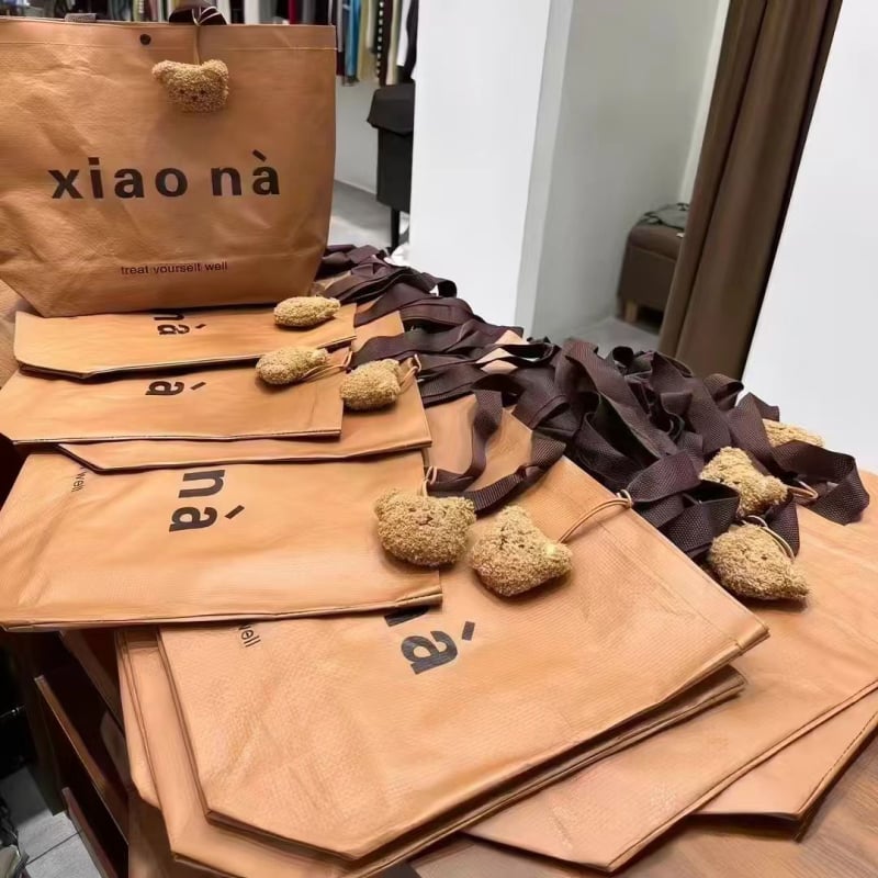 Geantă de cumpărături din hârtie Kraft DuPont, personalizabilă, ecologică, geantă tote cu bretea unică, cadou cu opțiune de logo