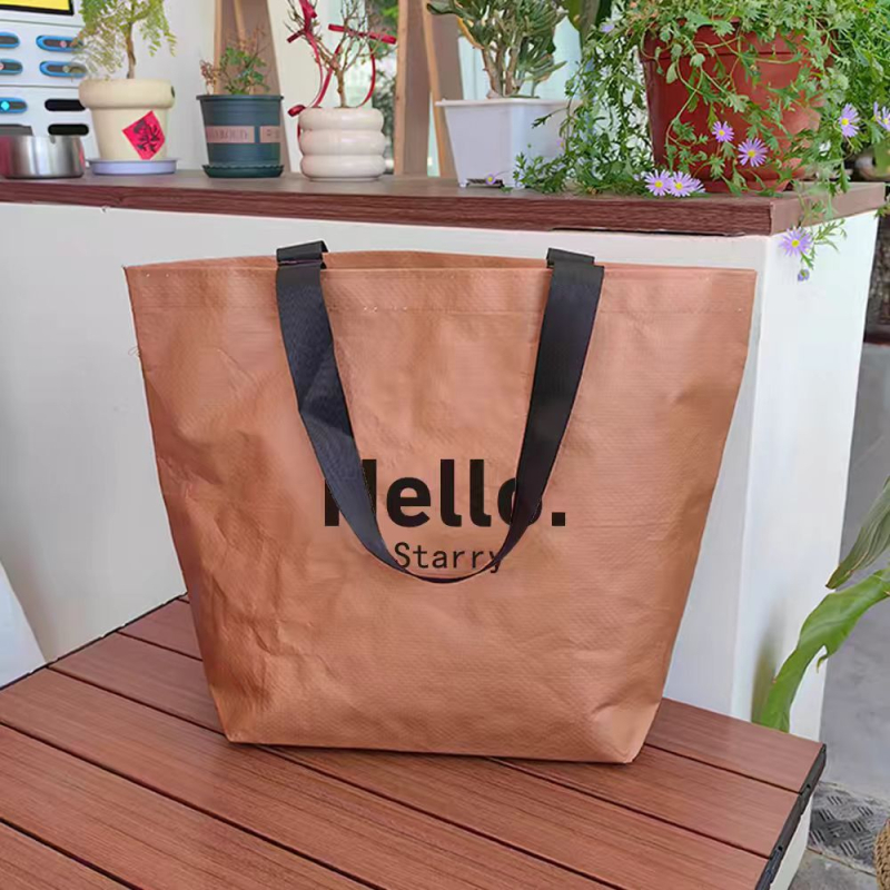 Geantă de cumpărături din hârtie Kraft DuPont, personalizabilă, ecologică, geantă tote cu bretea unică, cadou cu opțiune de logo