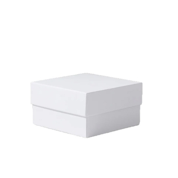 Cutie albă pentru bijuterii, cu capac superior și capac inferior, din carton, 12x12x5 cm