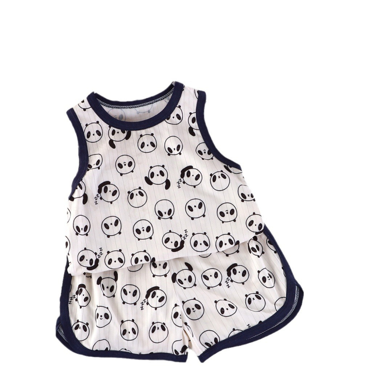Set de pijamale pentru copii, ușor, din două piese, cu imprimeu desen animat, unisex