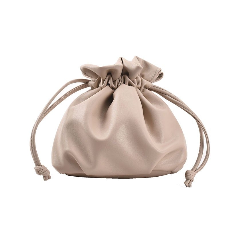 Poșetă cosmetică texturată cu șnur, în formă de nor, stil bucket bag; model nou pentru naveta zilnică, portabil, geantă de umăr elegantă pentru femei.