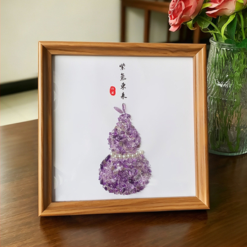 Prírodný ametystový krištáľový rámček na tekvicu pre bytové dekorácie, fialová feng shui ozdoba