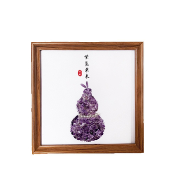 Ramă în formă de dovleac din fragmente de ametist natural, decor pentru casă, ornament feng shui mov
