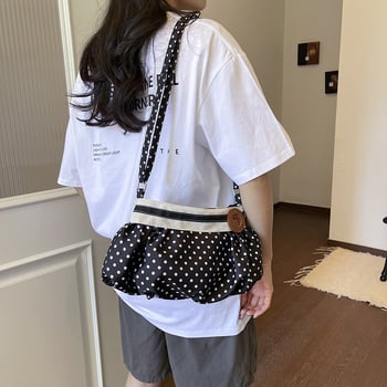 Geantă de damă din nylon, în formă de nor, imprimeu cu buline, geantă ușoară de lux pentru umăr/crossbody, vară 2026