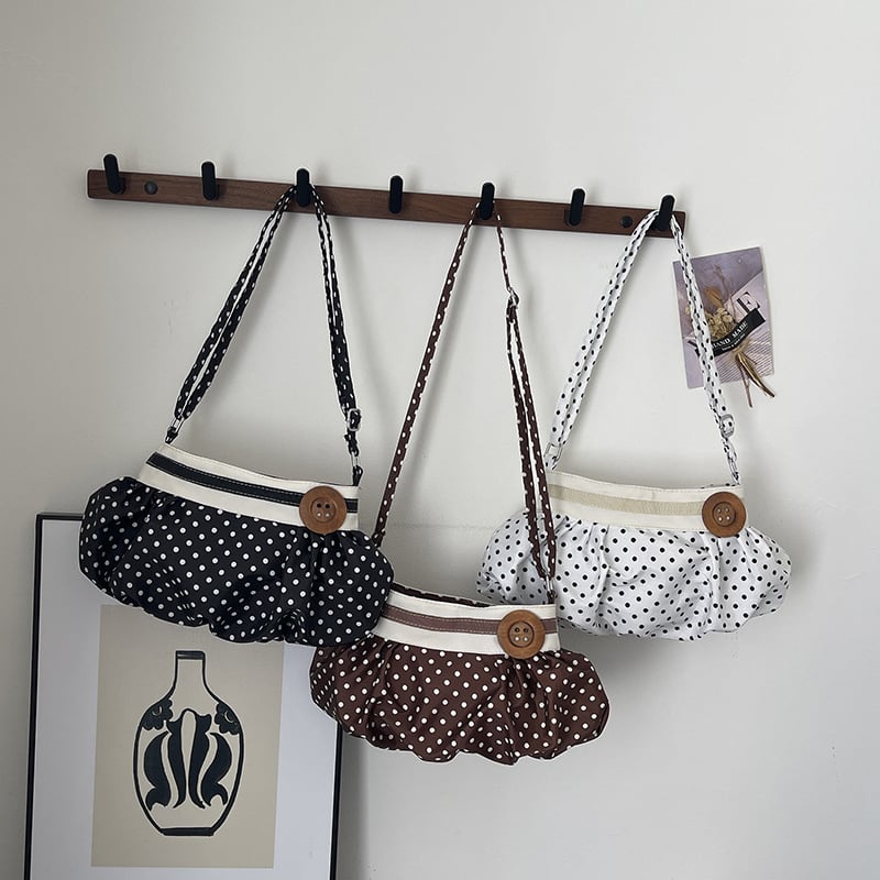 Geantă de damă din nylon, în formă de nor, imprimeu cu buline, geantă ușoară de lux pentru umăr/crossbody, vară 2026